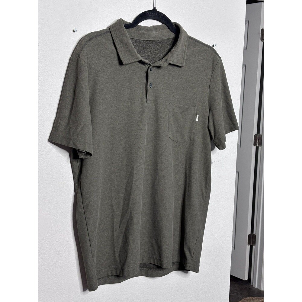 Vuori Ace Polo Men's Large green Performance Golf Shirt Chest Pocket